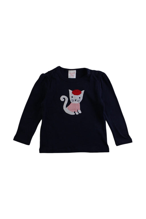 A Navy Long Sleeve T Shirts from Seed in size 6-12M for girl. (Front View)