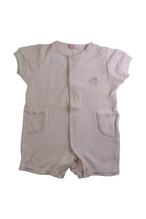 A Ivory Short Sleeve Rompers from Amor in size 6-12M for girl. (Front View)