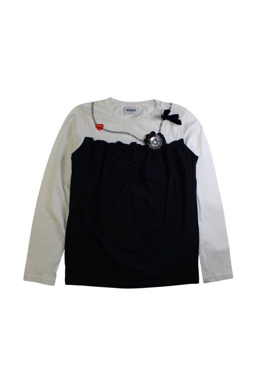 A Black Long Sleeve Tops from Moschino in size 12Y for girl. (Front View)