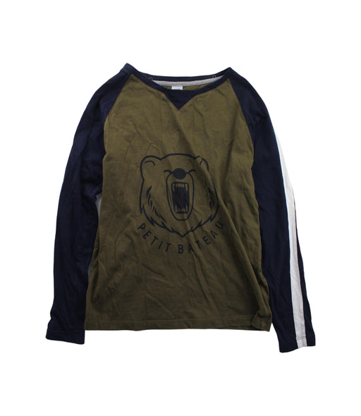 A Green Long Sleeve T Shirts from Petit Bateau in size 12Y for boy. (Front View)