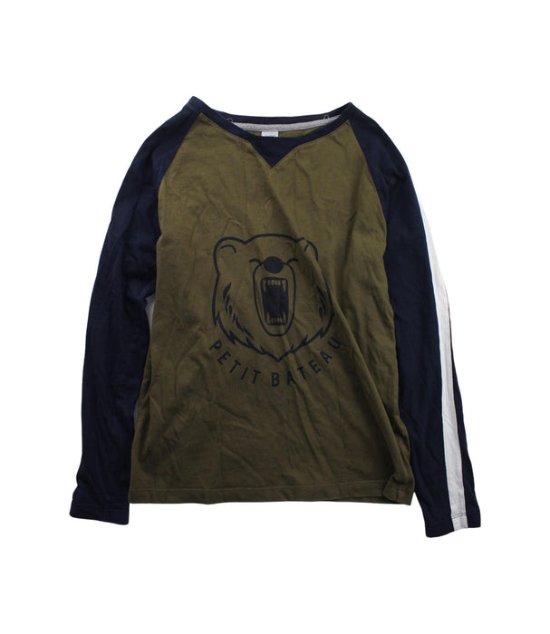 A Green Long Sleeve T Shirts from Petit Bateau in size 12Y for boy. (Front View)