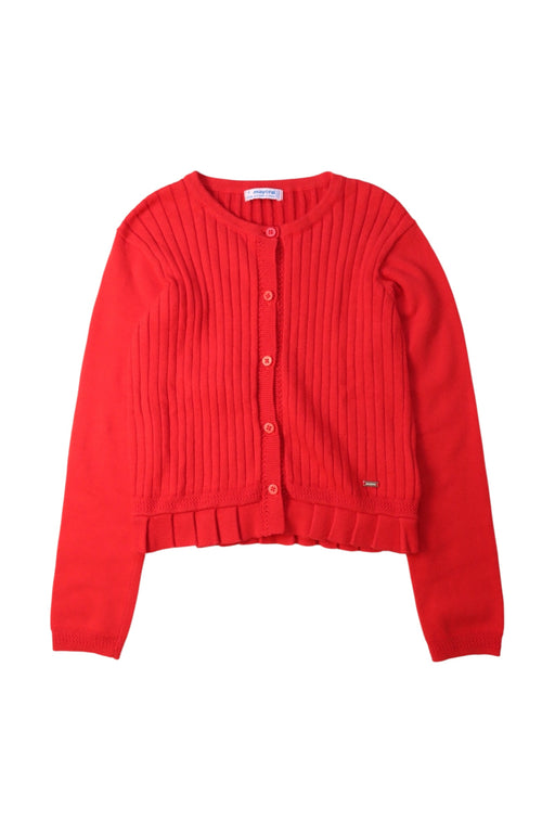 A Red Cardigans from Mayoral in size 7Y for girl. (Front View)