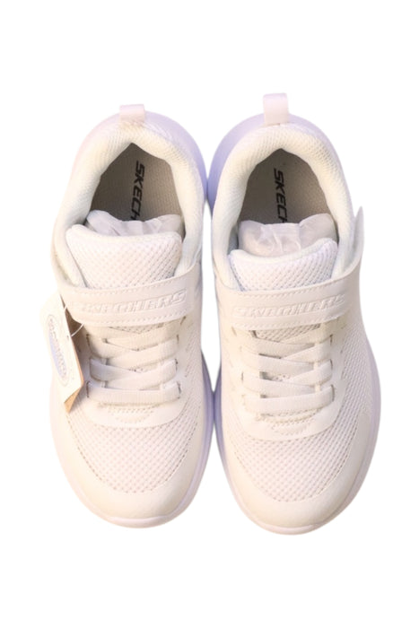 A White Sneakers from Skechers in size 7Y for girl. (Back View)
