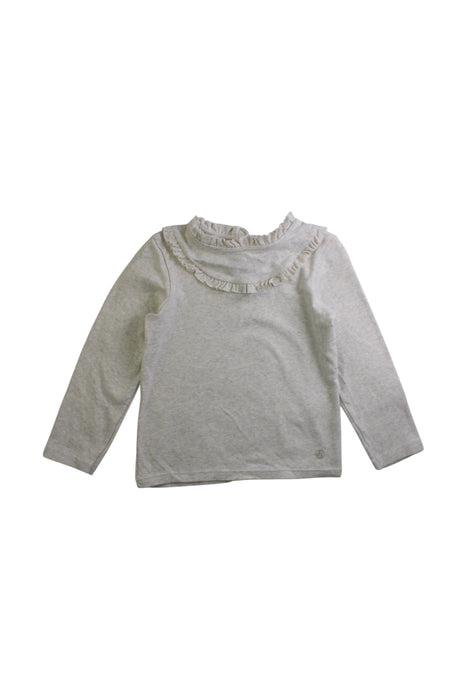 A Beige Long Sleeve Tops from Petit Bateau in size 4T for girl. (Front View)
