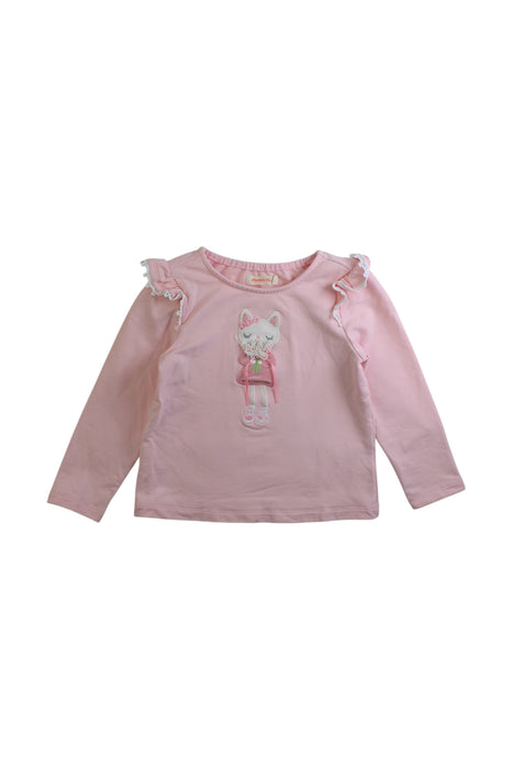 A Pink Long Sleeve Tops from Momonittu in size 4T for girl. (Front View)