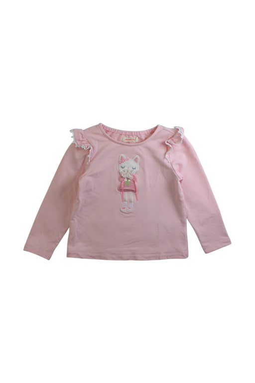 A Pink Long Sleeve Tops from Momonittu in size 4T for girl. (Front View)