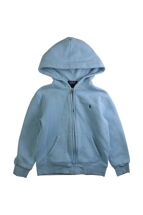 A Blue Zippered Sweatshirts from Polo Ralph Lauren in size 5T for boy. (Front View)