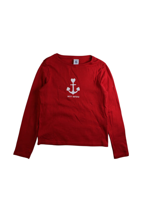 A Red Long Sleeve T Shirts from Petit Bateau in size 8Y for girl. (Front View)