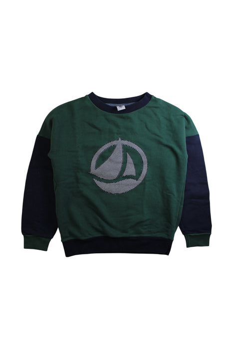 A Green Crewneck Sweatshirts from Petit Bateau in size 10Y for boy. (Front View)