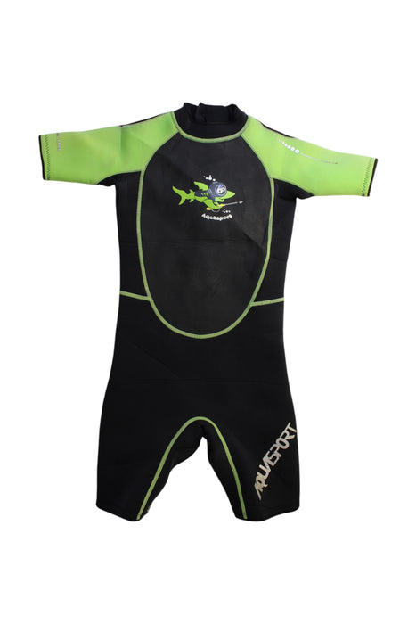 A Black Wetsuits from Aquasport in size 10Y for neutral. (Front View)
