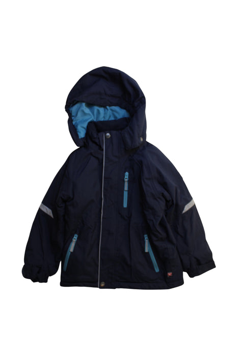 A Navy Puffer/Quilted Coats & Outerwear from Polarn O. Pyret in size 6T for neutral. (Front View)