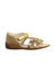 A Gold Sandals from Clarks in size 18-24M for girl. (Front View)