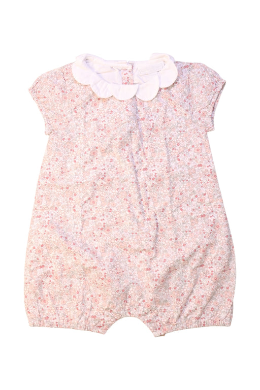 A Pink Short Sleeve Rompers from The Little White Company in size 6-12M for girl. (Front View)