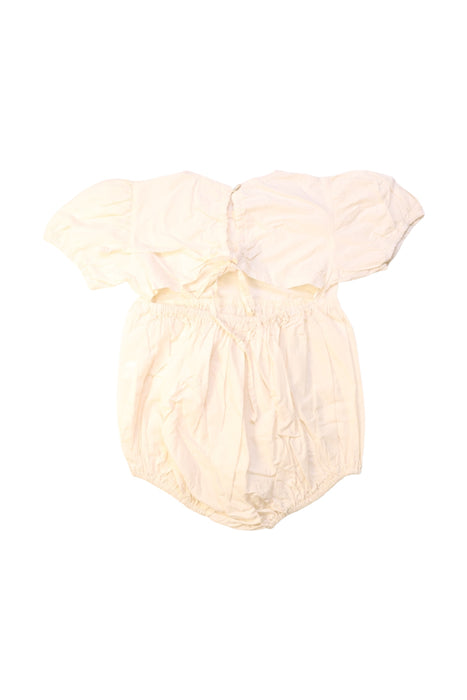 A Ivory Short Sleeve Rompers from Monbebe in size 6-12M for girl. (Back View)