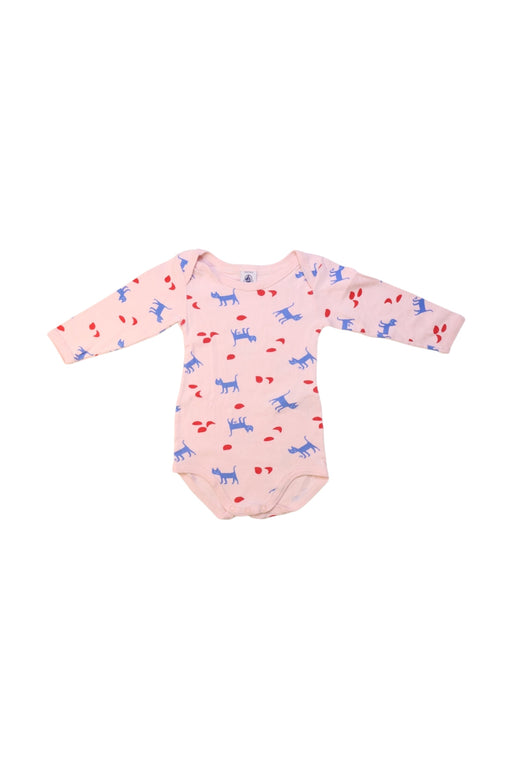 A Pink Long Sleeve Bodysuits from Petit Bateau in size 6-12M for girl. (Front View)