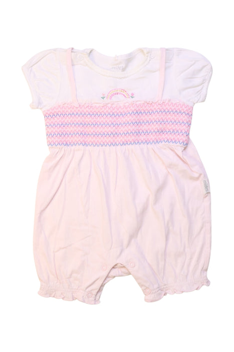 A Pink Short Sleeve Rompers from Mides in size 6-12M for girl. (Front View)
