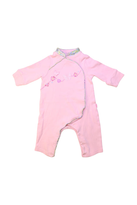 A Pink Long Sleeve Rompers from Mides in size 6-12M for girl. (Front View)