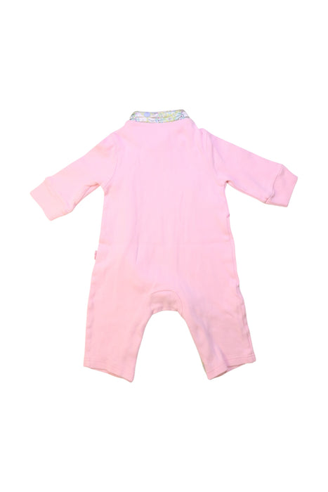 A Pink Long Sleeve Rompers from Mides in size 6-12M for girl. (Back View)