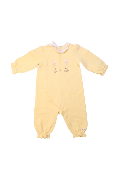 A Yellow Long Sleeve Rompers from Organic Mom in size 0-3M for girl. (Front View)