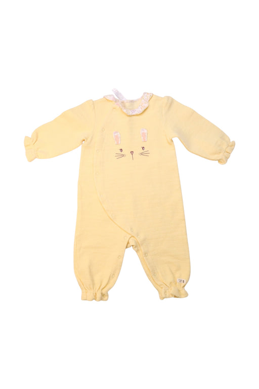 A Yellow Long Sleeve Rompers from Organic Mom in size 0-3M for girl. (Front View)