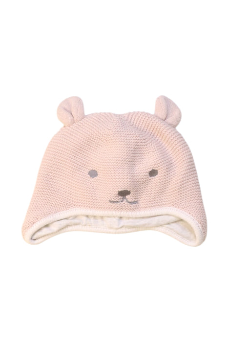A Pink Winter Hats from The Little White Company in size 6-12M for girl. (Front View)