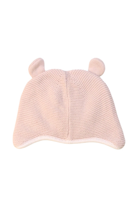 A Pink Winter Hats from The Little White Company in size 6-12M for girl. (Back View)