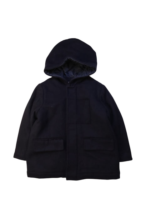 A Navy Coats from Jacadi in size 5T for neutral. (Front View)