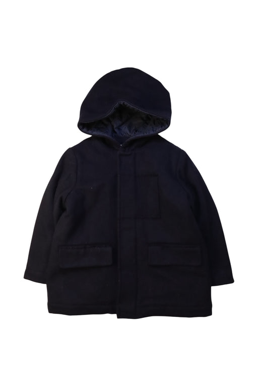 A Navy Coats from Jacadi in size 5T for neutral. (Front View)