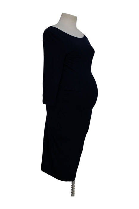 A Navy Long Sleeve Dresses from Seraphine in size Maternity-S for maternity. (Back View)