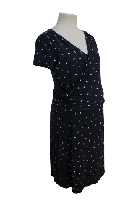 A Black Short Sleeve Dresses from Seraphine in size Maternity-S for maternity. (Back View)
