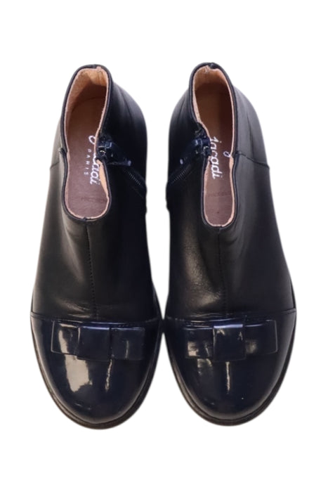 A Navy Booties from Jacadi in size 5T for girl. (Back View)