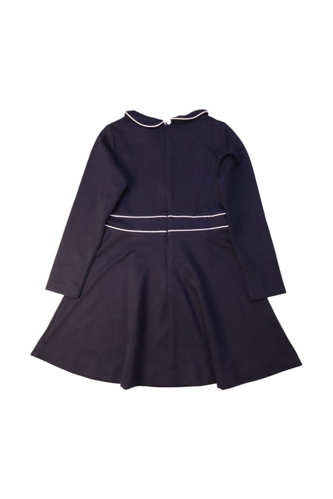 A Navy Long Sleeve Dresses from Jacadi in size 6T for girl. (Back View)