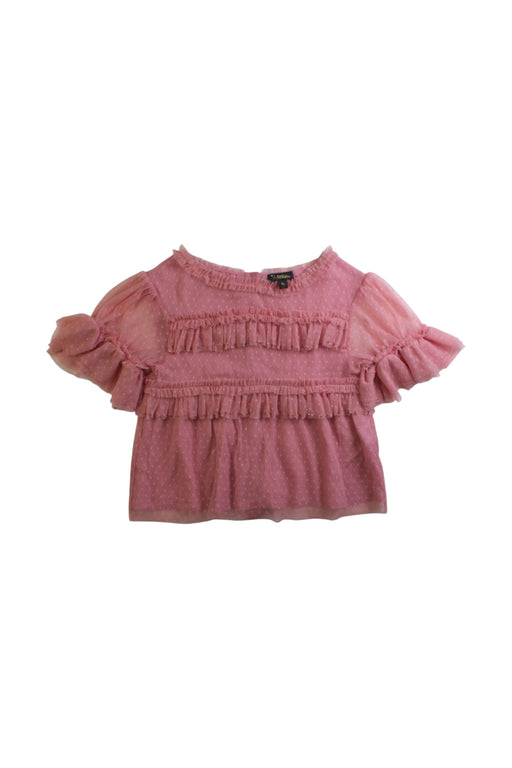 A Pink Short Sleeve Tops from Velveteen in size 6T for girl. (Front View)