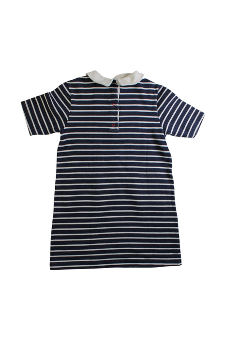 A Navy Short Sleeve Dresses from Petit Bateau in size 6T for girl. (Back View)