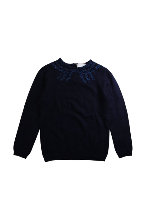 A Navy Knit Sweaters from Jacadi in size 10Y for girl. (Front View)