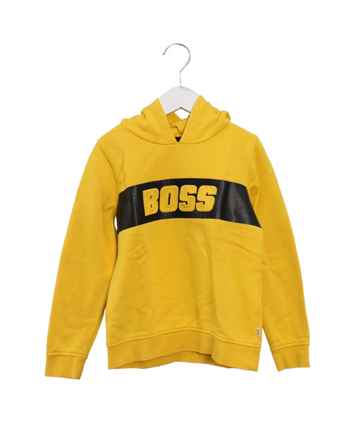 A Yellow Sweatshirts from Boss in size 8Y for boy. (Front View)