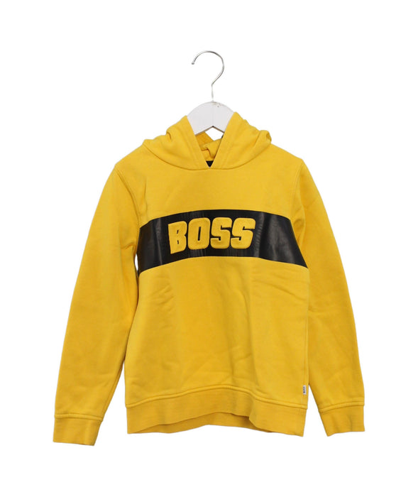 A Yellow Sweatshirts from Boss in size 8Y for boy. (Front View)