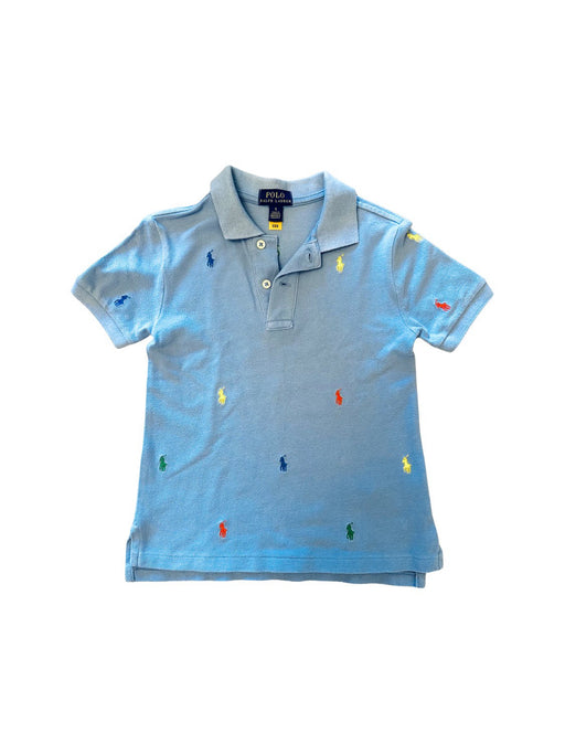 A Blue Short Sleeve Polos from Polo Ralph Lauren in size 5T for boy. (Front View)