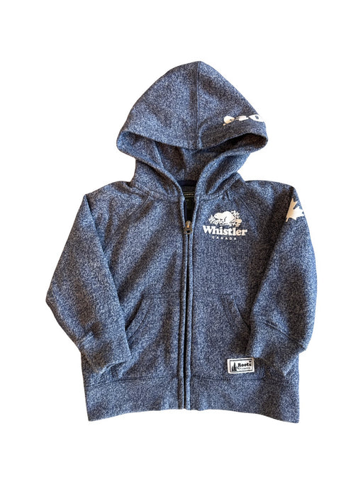 A Blue Zippered Sweatshirts from Roots in size 18-24M for neutral. (Front View)