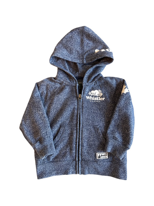 A Blue Zippered Sweatshirts from Roots in size 18-24M for neutral. (Front View)