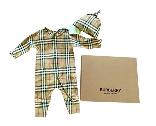 A Beige Overall Sets from Burberry in size 0-3M for neutral. (Front View)