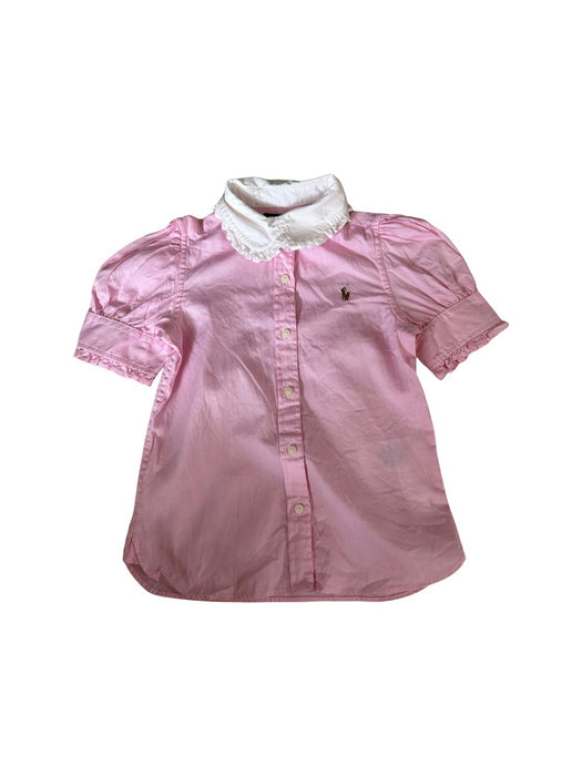 A Pink Short Sleeve Polos from Ralph Lauren in size 4T for girl. (Front View)