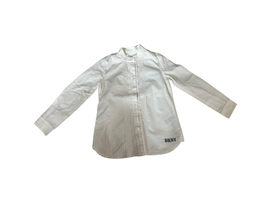 A White Long Sleeve Polos from DKNY in size 4T for girl. (Front View)