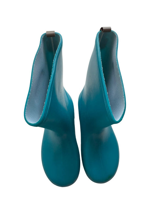 A Teal Rain Boots from Stample in size 3T for neutral. (Back View)