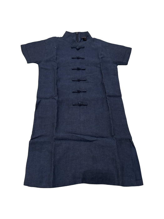 A Blue Short Sleeve Dresses from Shanghai Tang in size 7Y for girl. (Front View)