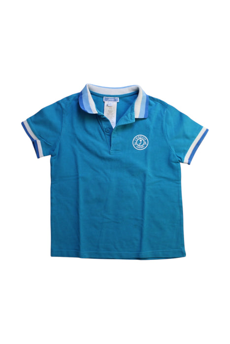 A Blue Short Sleeve Polos from Jacadi in size 6T for girl. (Front View)