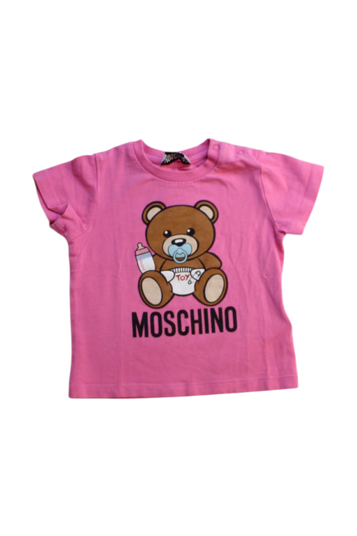 A Pink Short Sleeve T Shirts from Moschino in size 12-18M for girl. (Front View)