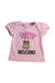 A Pink Short Sleeve T Shirts from Moschino in size 12-18M for girl. (Front View)