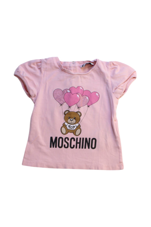A Pink Short Sleeve T Shirts from Moschino in size 12-18M for girl. (Front View)