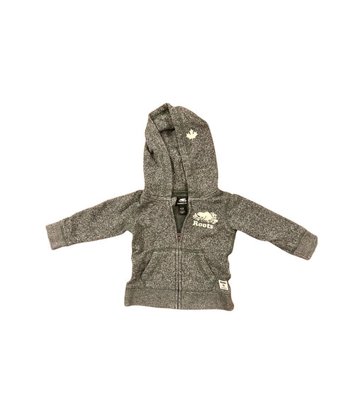 A Grey Zippered Sweatshirts from Roots in size 6-12M for neutral. (Front View)